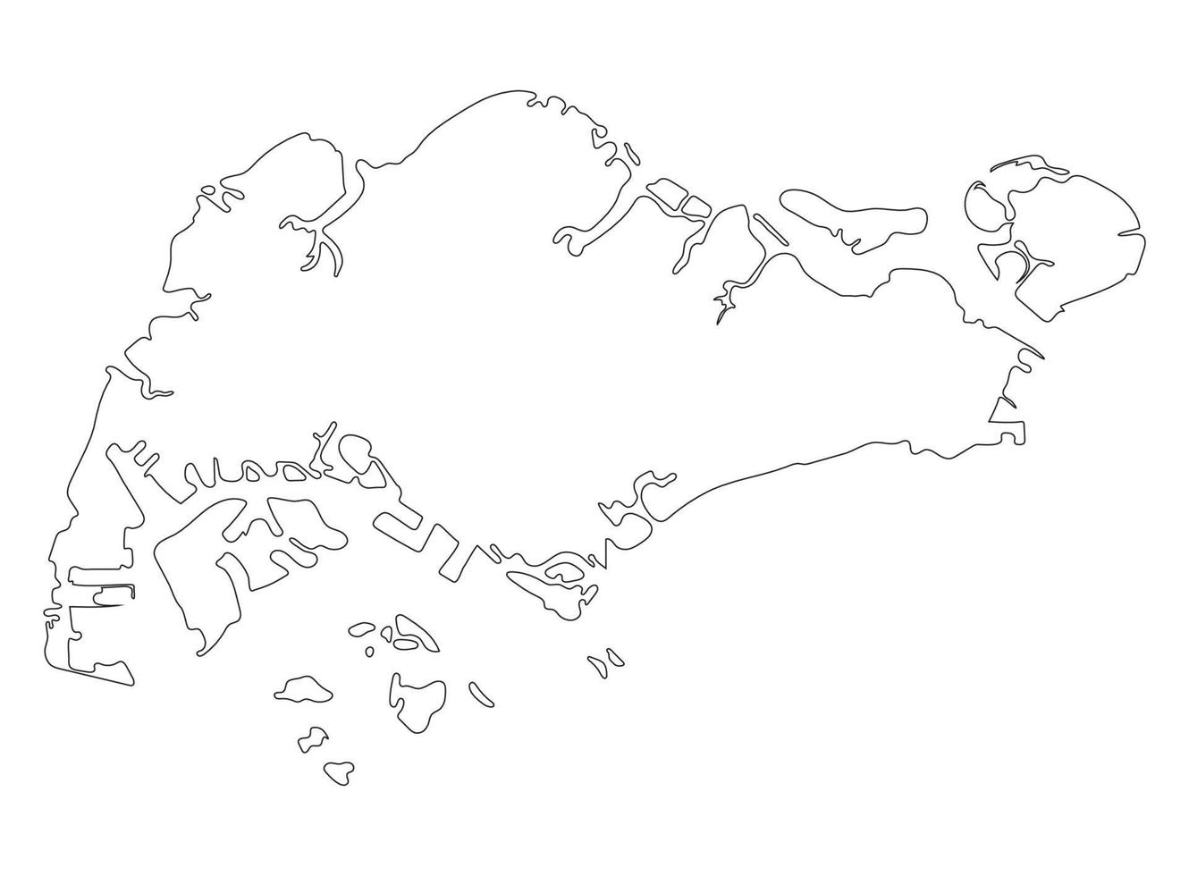 Singapore carta geografica alto dettagli con nero schema uno bianca sfondo vettore