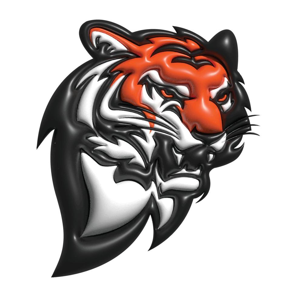 tigre viso 3d illustrazione, colorato tigre mascotte, tigre logo design vettore
