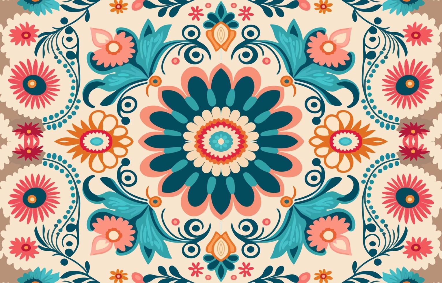 fiore tessuto modello Vintage ▾ pastello colori. astratto indigeno grafico linea arte per fiori antico. tessile vettore illustrazione vecchio antico Vintage ▾ retrò stile. floreale design per vestiario, eccetera.