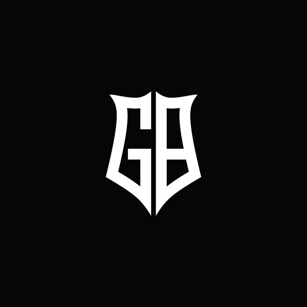 gb monogramma lettera logo nastro con stile scudo isolato su sfondo nero vettore