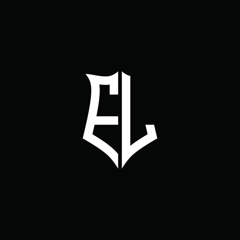 el monogramma lettera logo nastro con stile scudo isolato su sfondo nero vettore