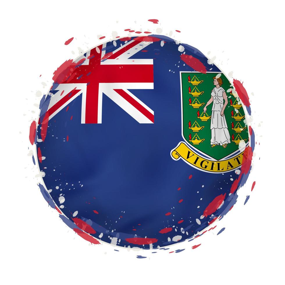 il giro grunge bandiera di Britannico vergine isole con spruzzi nel bandiera colore. vettore