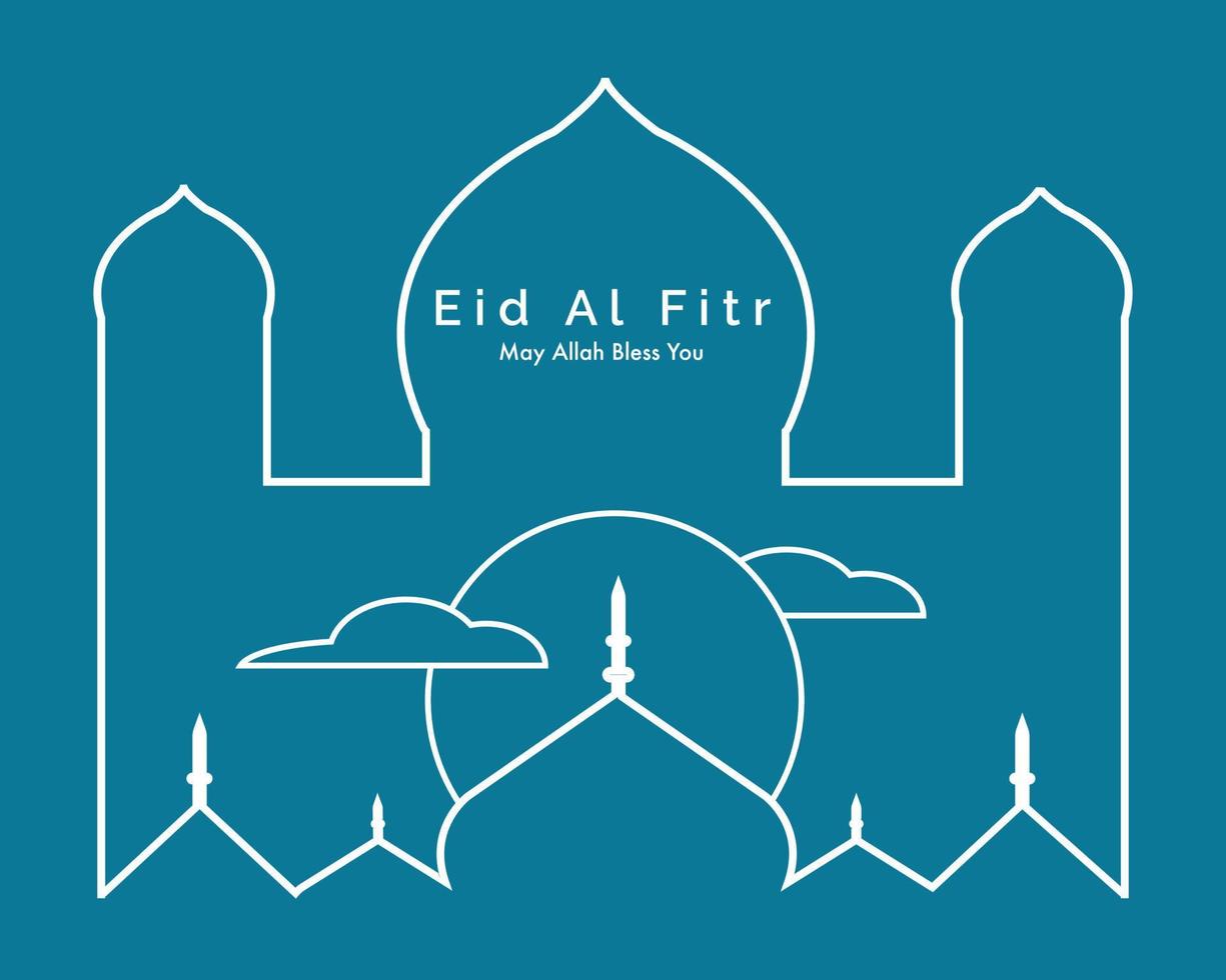 eid al Fitr linea arte moschea vettore