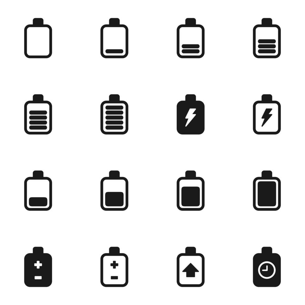 impostato di icone di batterie. un' vettore illustrazione