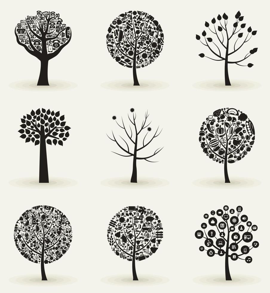 un' impostato di alberi. vettore illustrazione