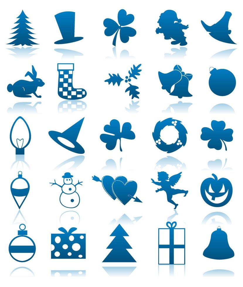 icone su un' tema di vacanze di buio blu colore. un' vettore illustrazione