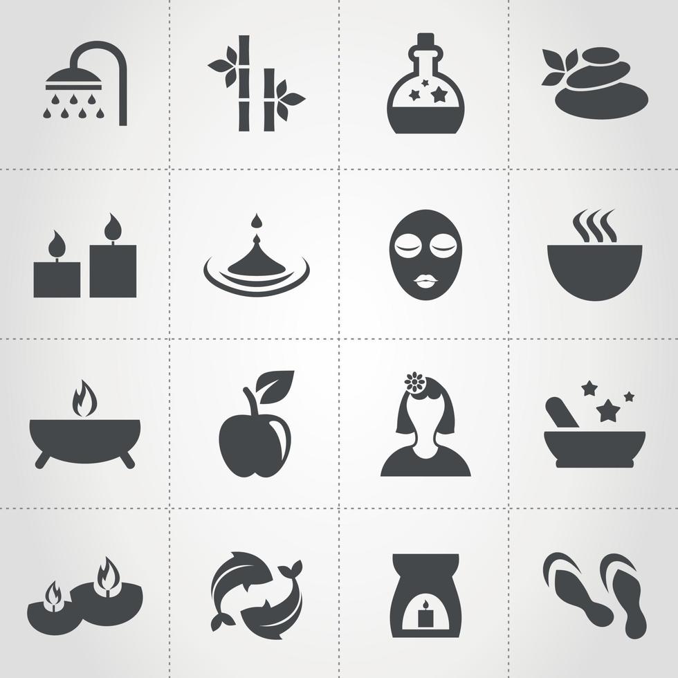 impostato di piatto icone su un' tema spa. vettore illustrazione