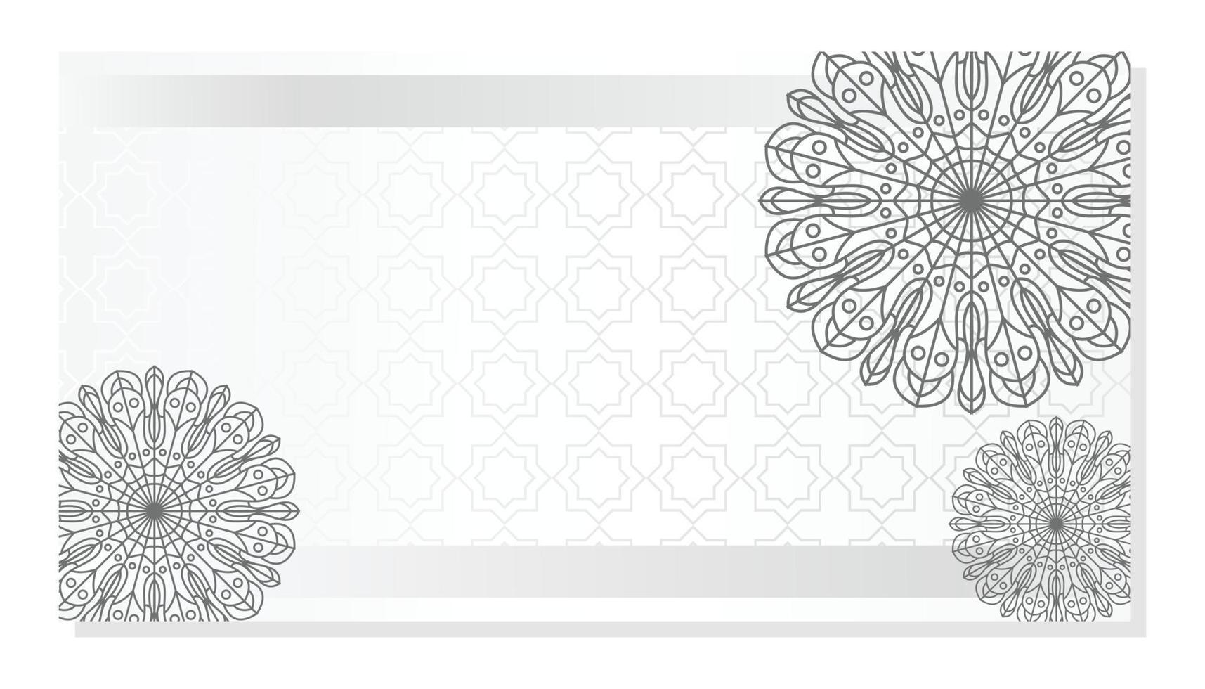 islamico grigio sfondo, con bellissimo mandala ornamenti. vettore modello per striscioni, saluto carte per islamico vacanze.