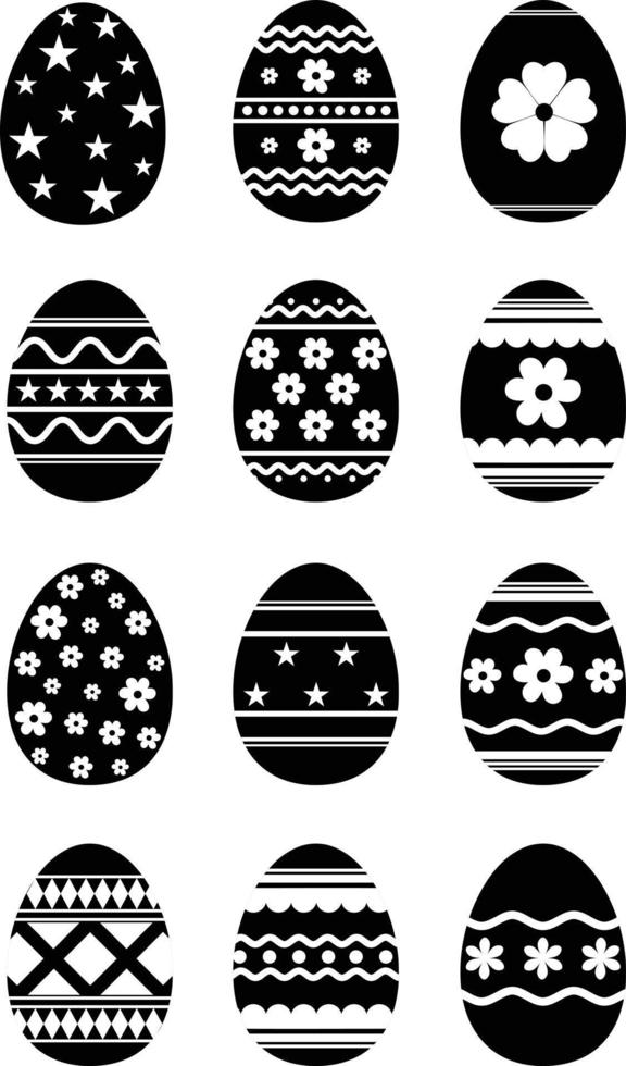 Pasqua uova disegni nero collezione vettore