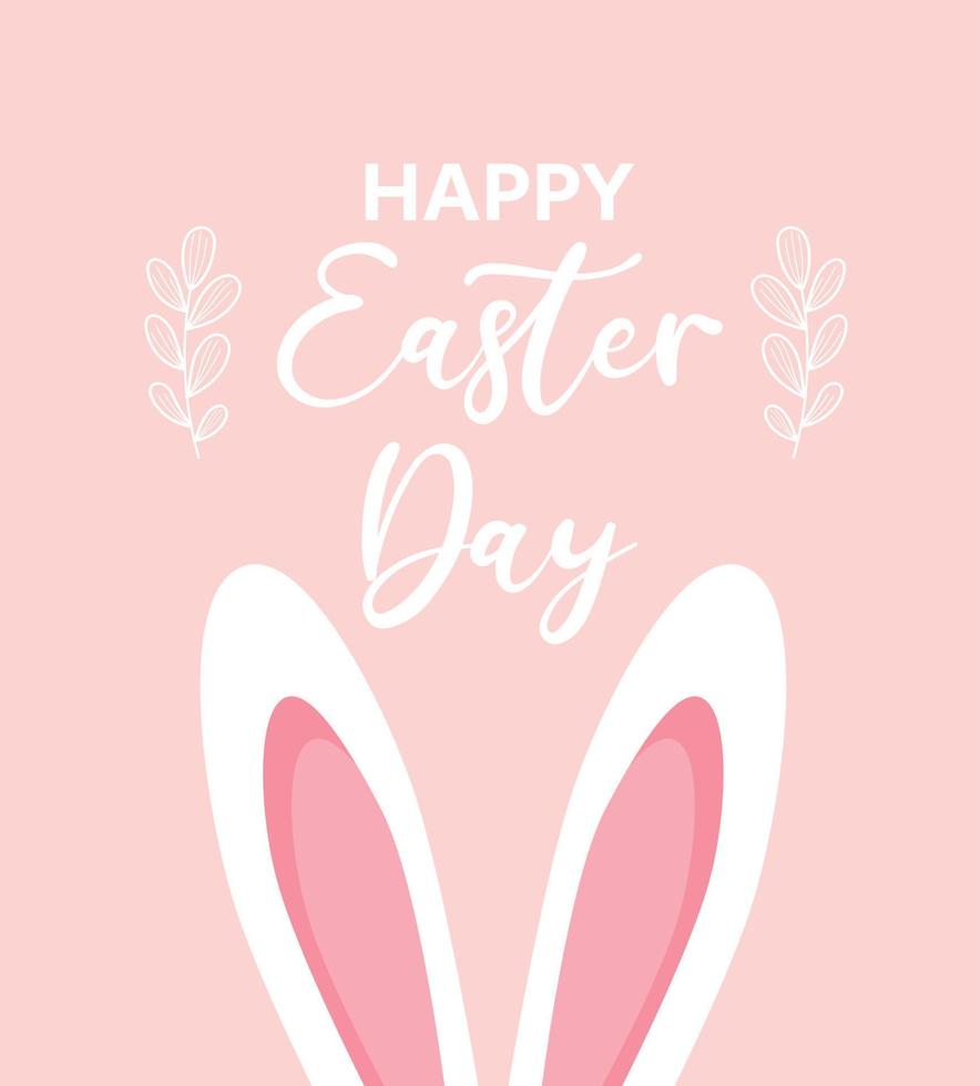 divertente carino contento Pasqua giorno carta con coniglietto orecchie vettore