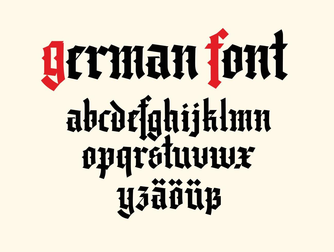 Gotico font. Tedesco alfabeto. vettore