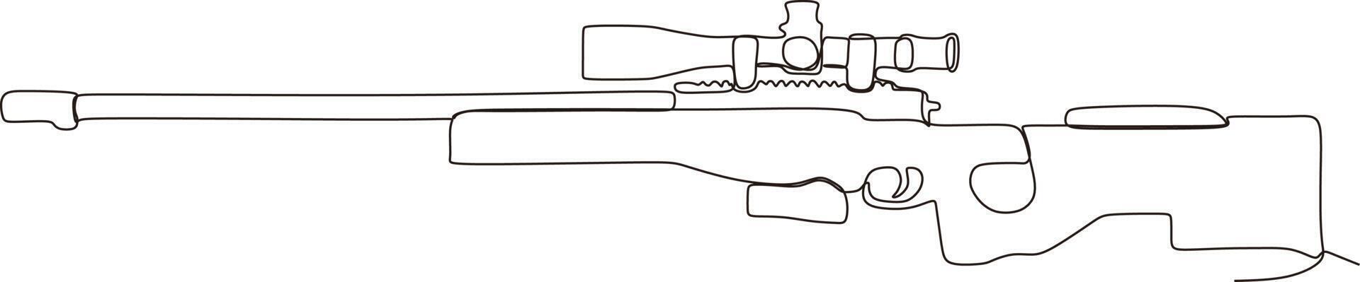 continuo linea disegno di cecchino fucile, vettore illustrazione