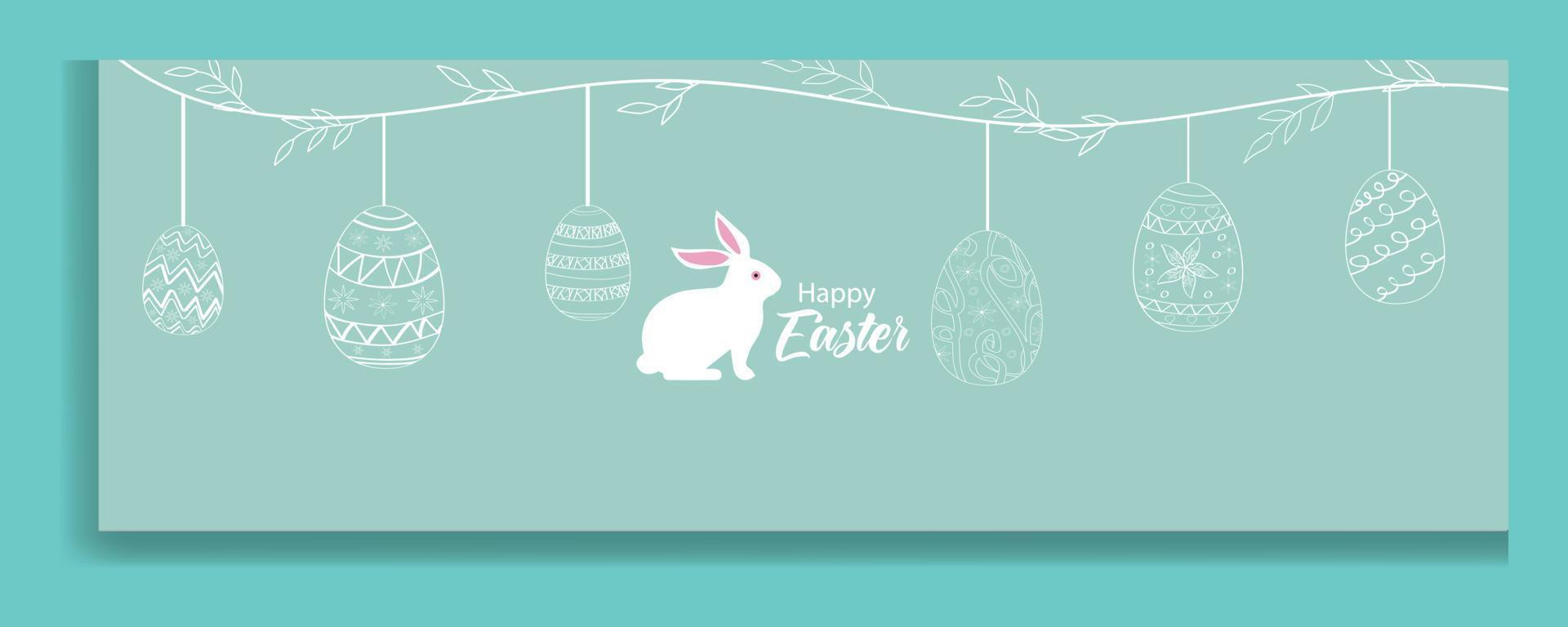 Pasqua sfondo con coniglio e Pasqua uova leggero verde vettore