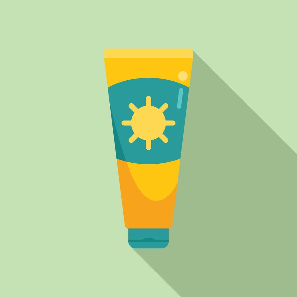 protezione solare crema tubo icona piatto vettore. corpo luce del sole vettore