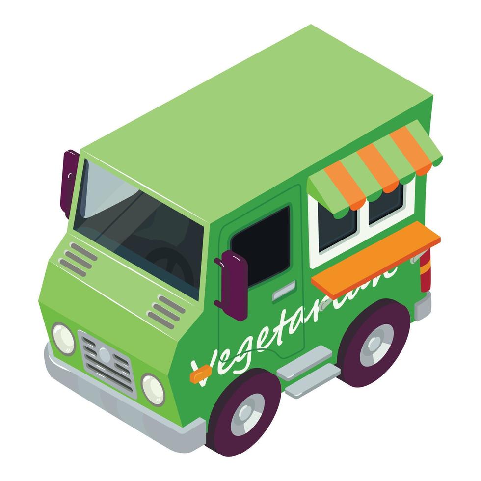 vegetariano cibo icona isometrico vettore. veicolo vendita vegetariano cibo nel strada vettore