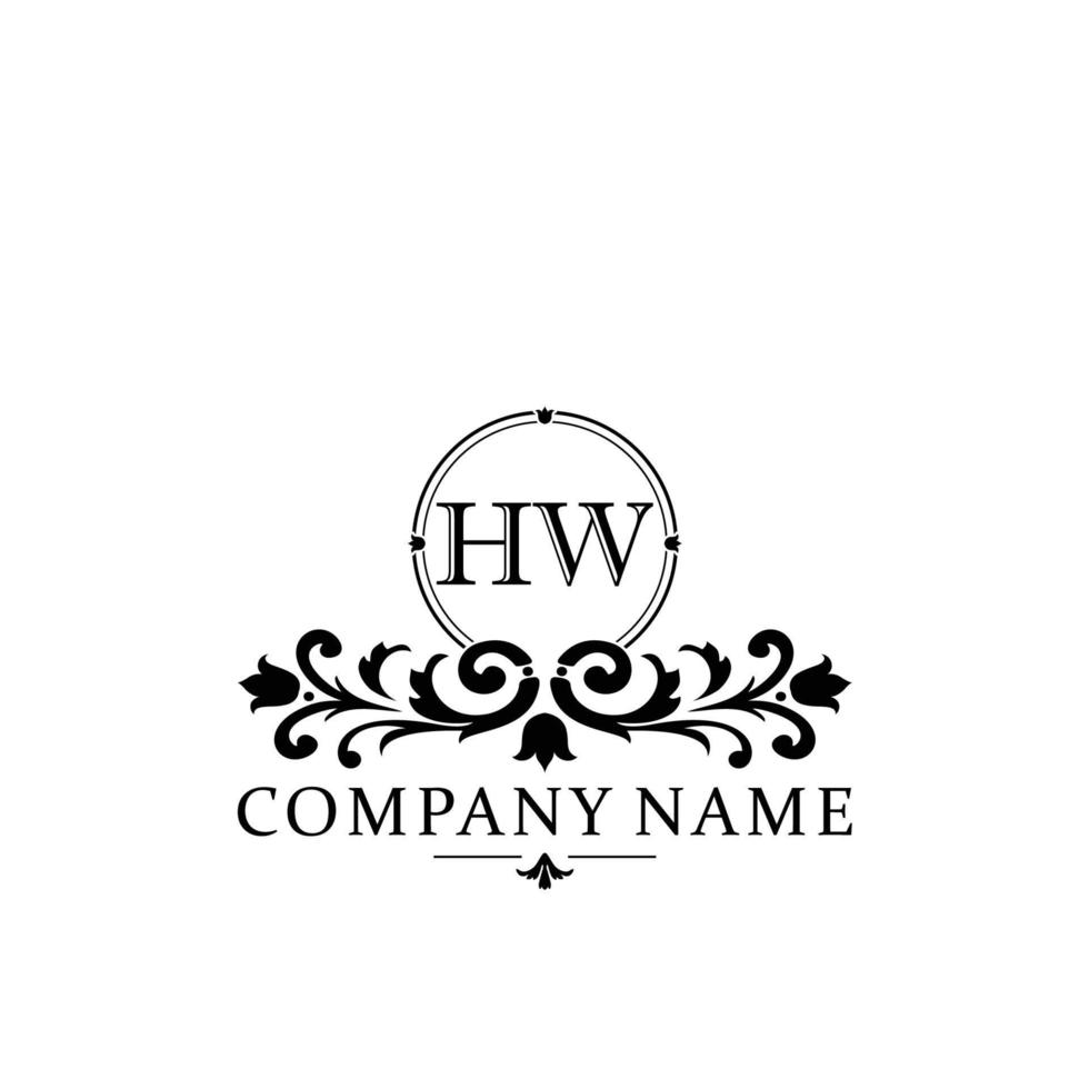 lettera hw floreale logo design. logo per donne bellezza salone massaggio cosmetico o terme marca vettore