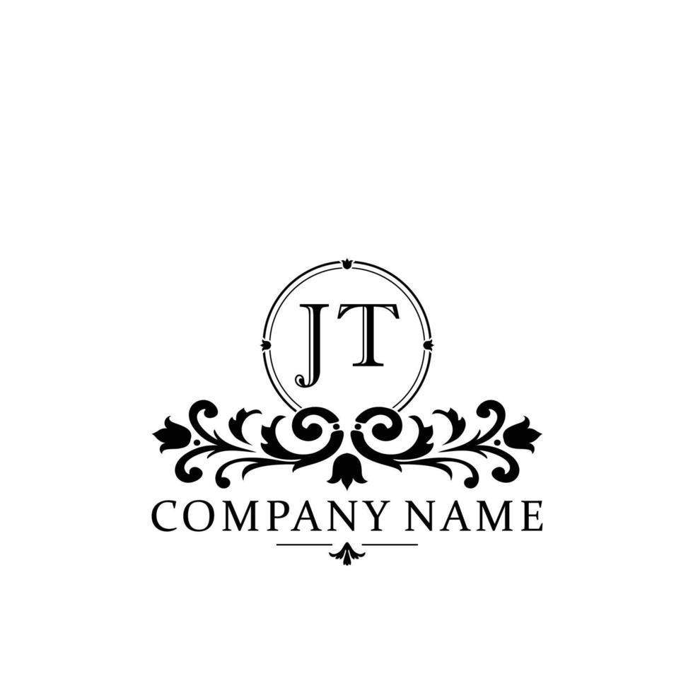 lettera jt floreale logo design. logo per donne bellezza salone massaggio cosmetico o terme marca vettore