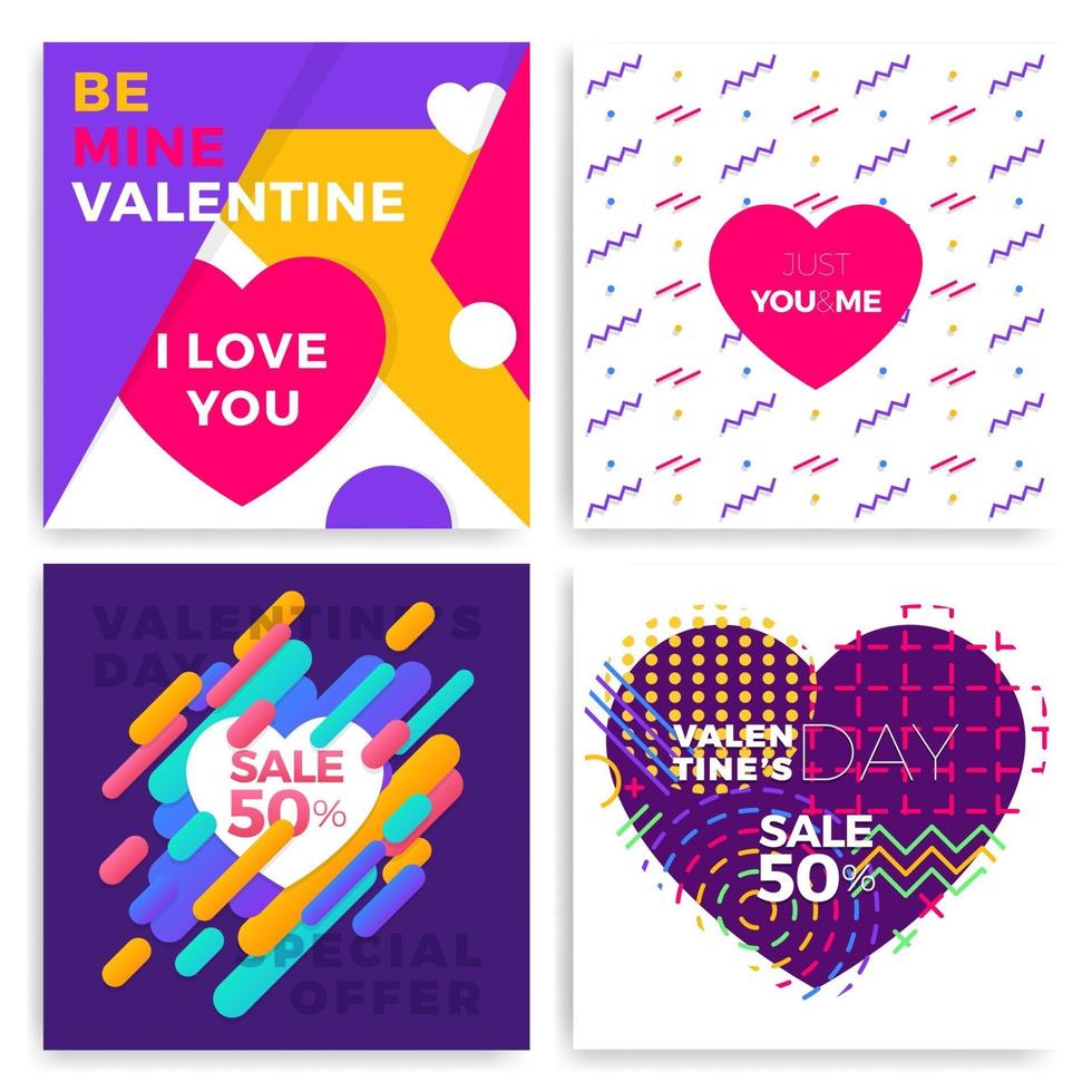 set di carte di San Valentino vettore