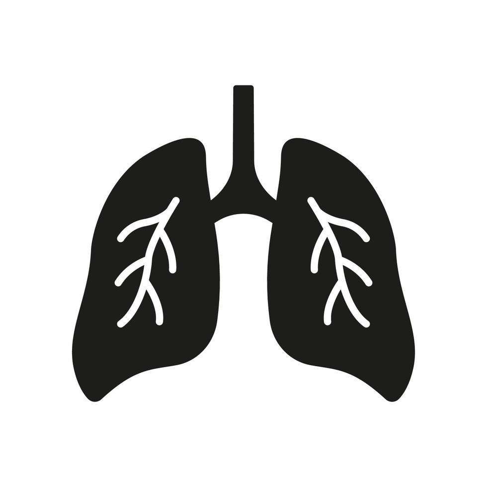 salutare bronchiale respiratorio interno organo glifo icona. umano polmone silhouette icona. polmonite respirazione malattia. bronchi e trachea respiro sistema pittogramma. isolato vettore illustrazione.