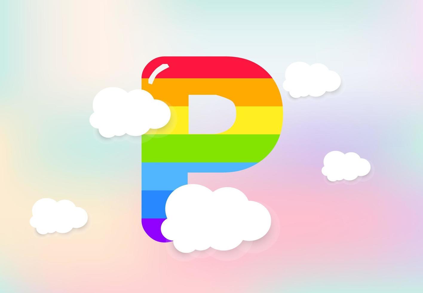 p lettera arcobaleno modelli disegno, astratto arcobaleno lettera per bambini, amore, famiglia e scholl concetto vettore illustrazione design
