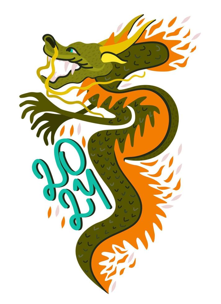 vettore isolato illustrazione di Drago su fuoco. anno di il Drago. Cinese nuovo anno 2024.