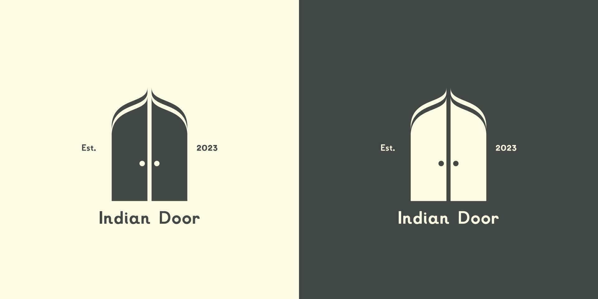 indiano porta silhouette logo design illustrazione creativo idea piatto simbolo, vettore icona, semplice nicchia arredamento, minimalista proprietà. per aziendale Marche