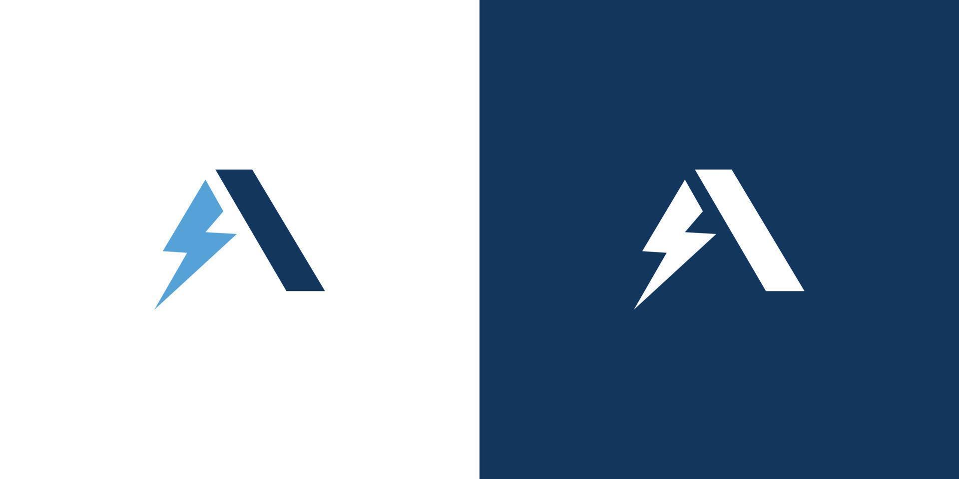 moderno e unico lettera un' iniziale fulmine logo design vettore