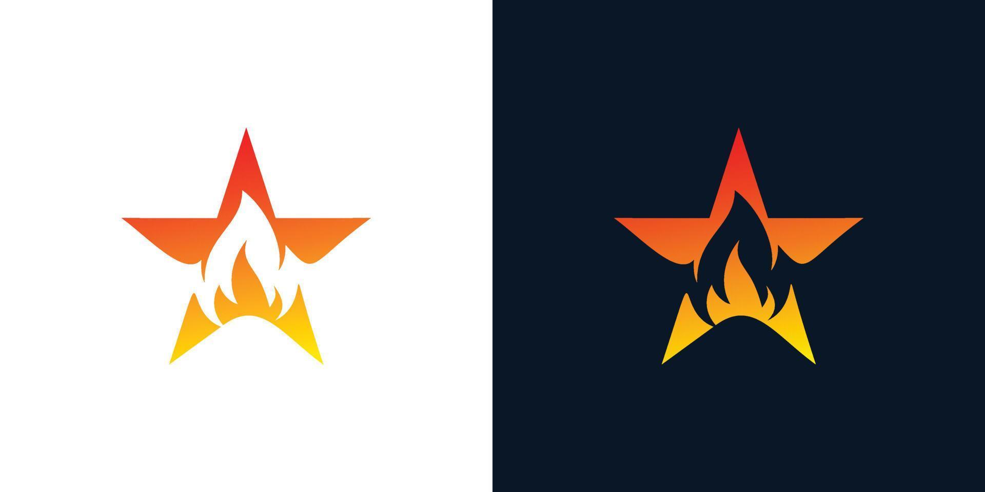 moderno e freddo fuoco stella logo design vettore