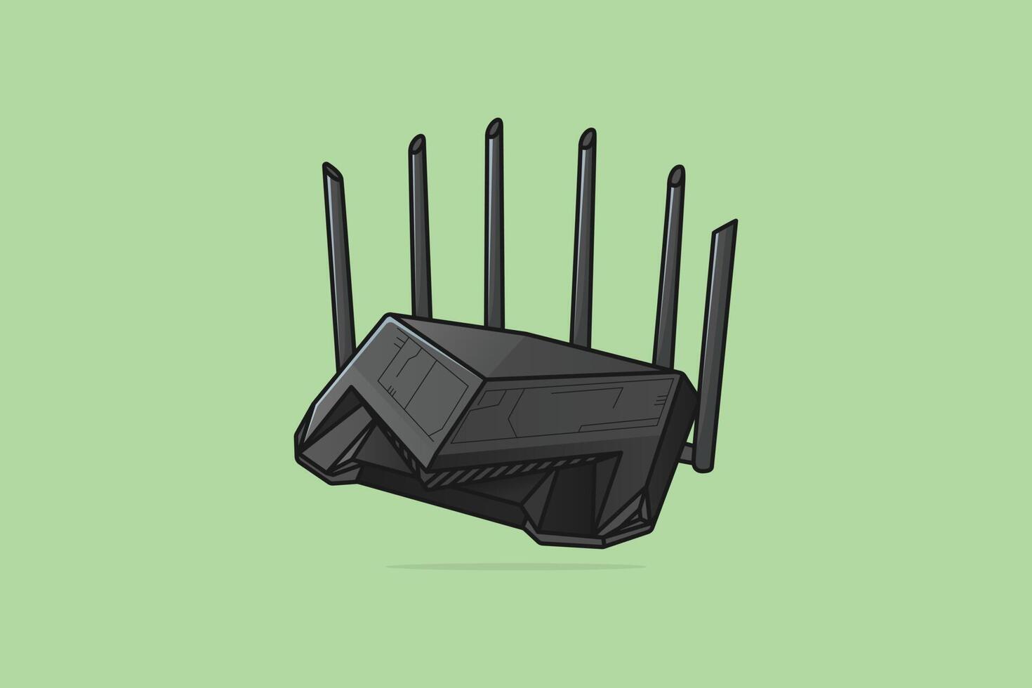 modem Internet router tecnologia dispositivo vettore illustrazione. tecnologia oggetto icona concetto. senza fili Rete router dispositivo vettore design con ombra su rosa sfondo.