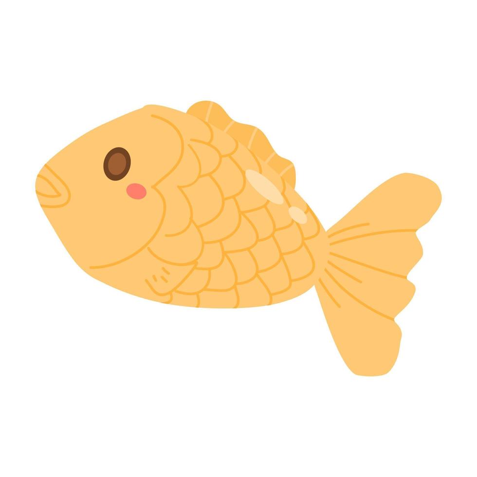 mano disegnato taiyaki nel un' pesce vettore