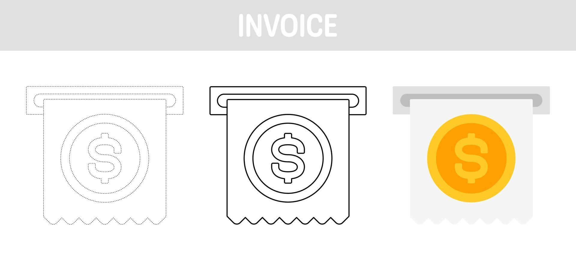 fattura tracciato e colorazione foglio di lavoro per bambini vettore