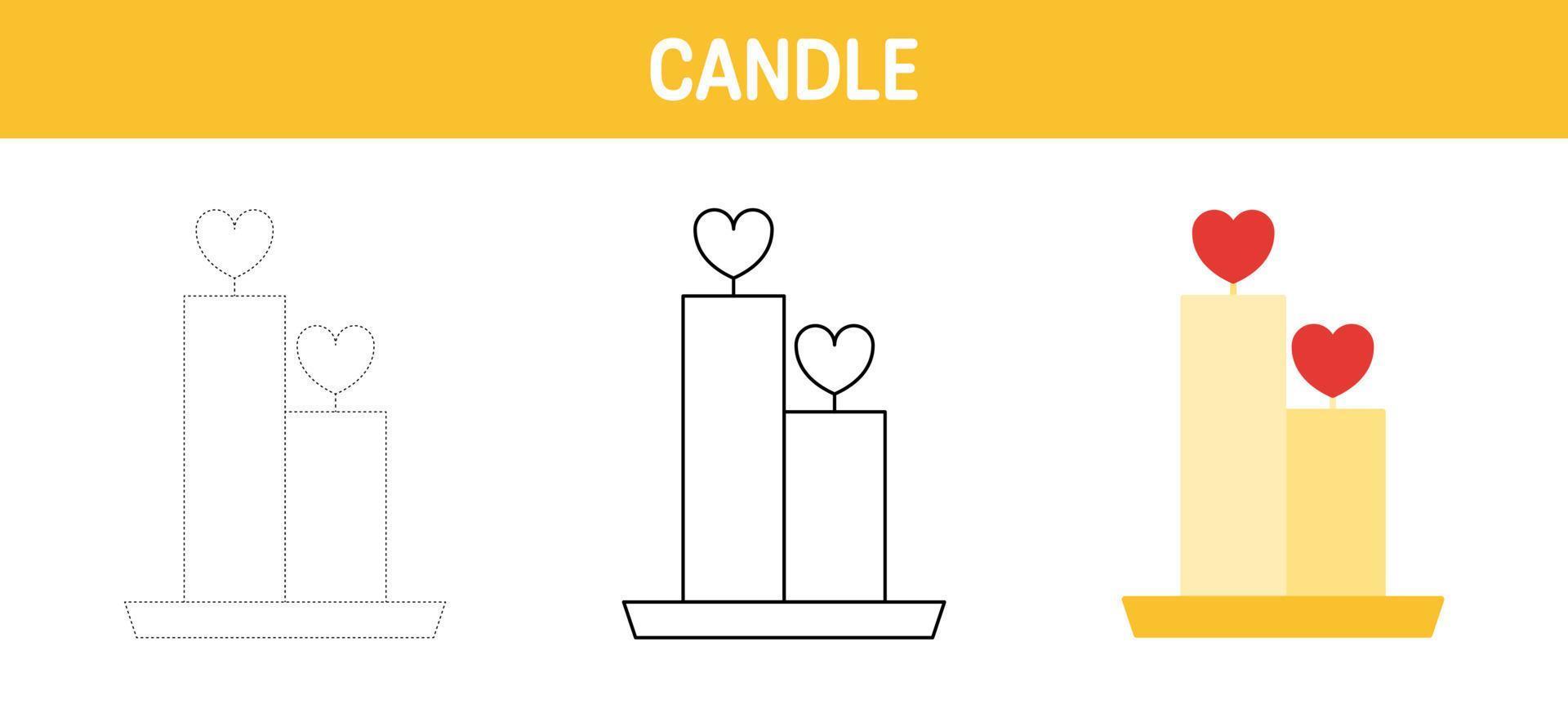 candela tracciato e colorazione foglio di lavoro per bambini vettore