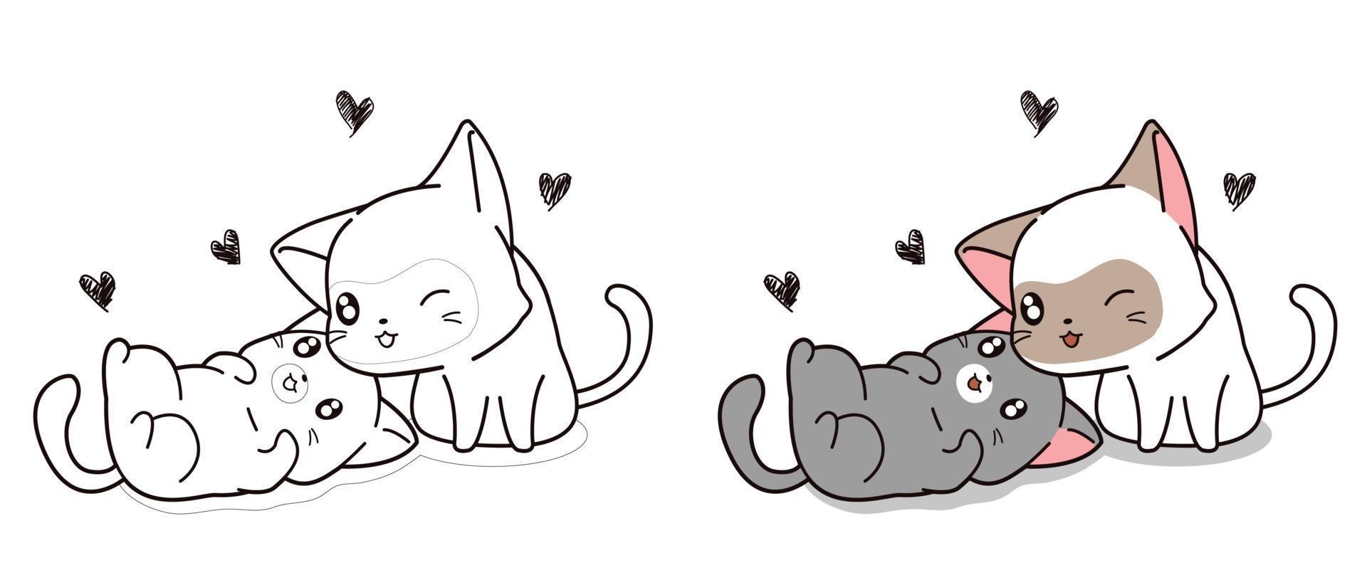 amante gatti personaggio dei cartoni animati da colorare pagina vettore