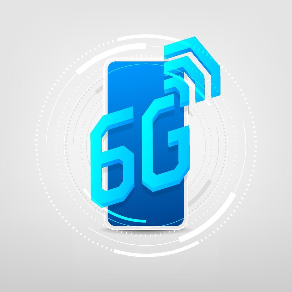 Rete 6g wireless con connessione ad alta velocità sul concetto di smartphone. nuova 6a generazione di Internet. vettore