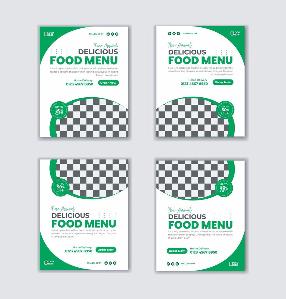 cibo menù sociale media inviare bandiera design modello impostato fascio o ristorante cibo attività commerciale in linea inviare bandiera vettore disposizione modello, cibo bandiera design