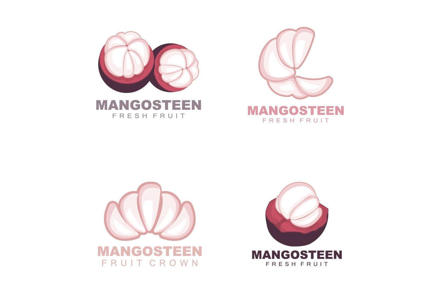mangostano logo, mangostano carne illustrazione, vitamina ricco frutta Regina, frutta logo vettore etichetta modello design