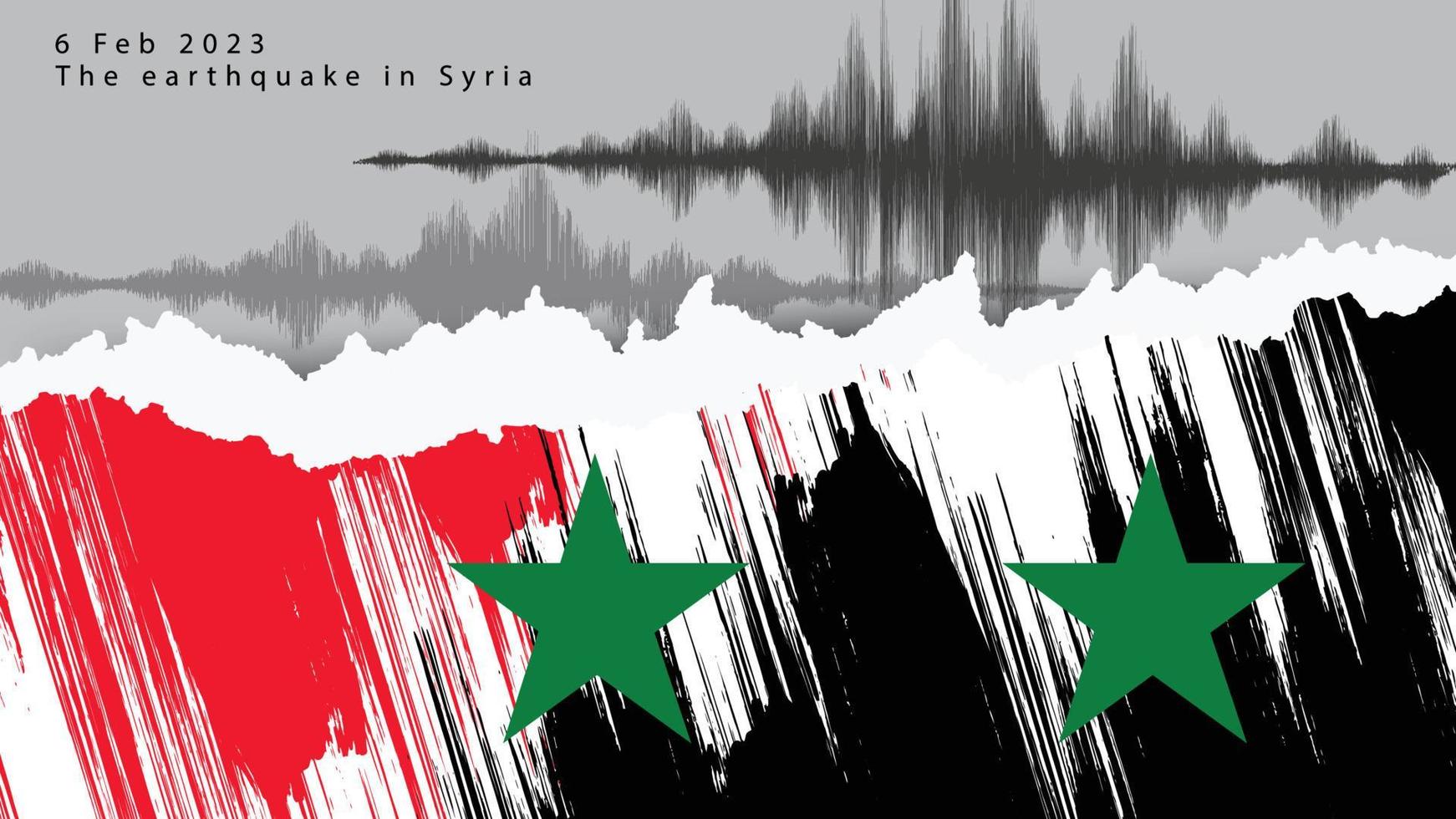 sismico onde e strappato su Siria bandiera, vettore illustrazione, bandiera inviare