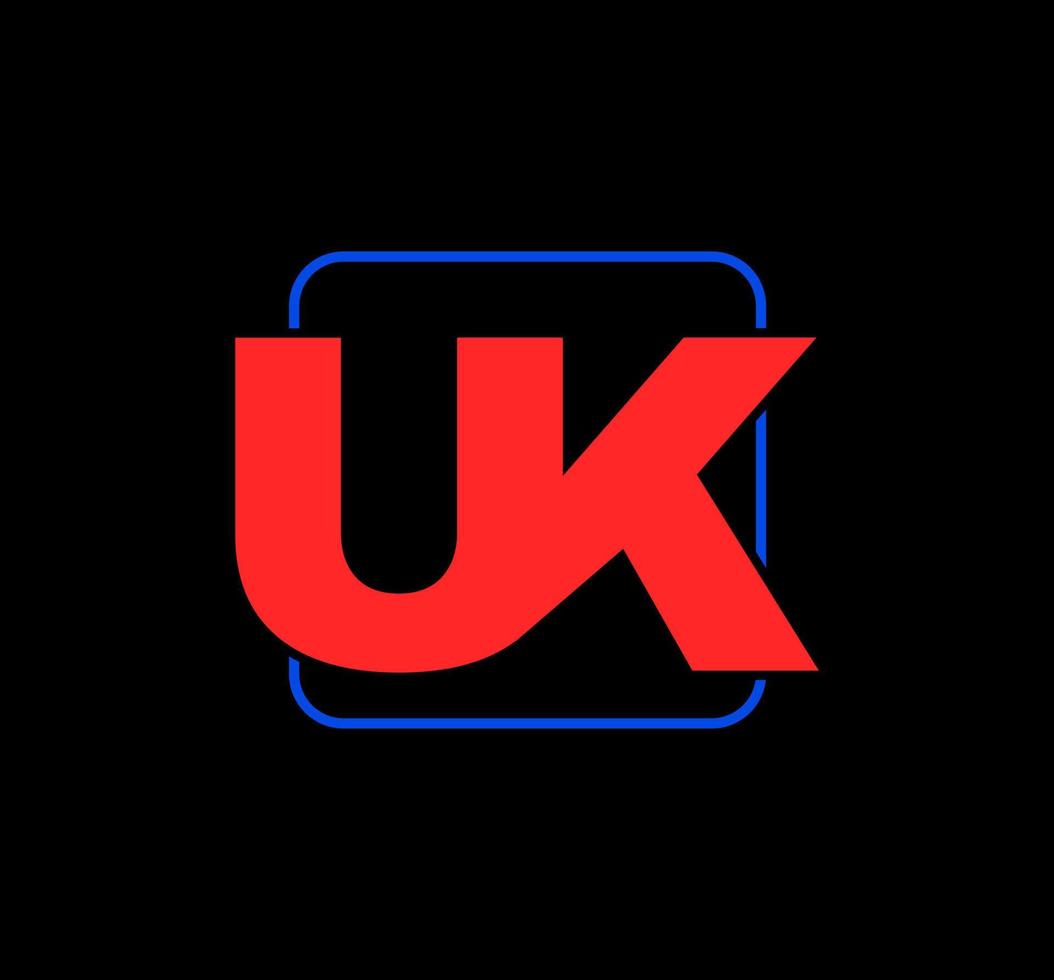 UK lettering monogramma. UK marca nome iniziale lettere tipografia. vettore
