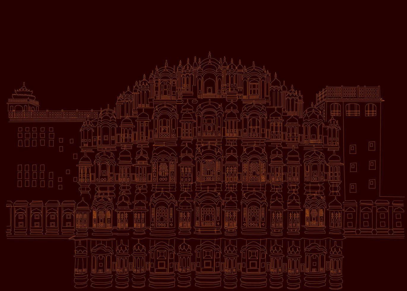 hawa Mahal Jaipur linea disegno vettore