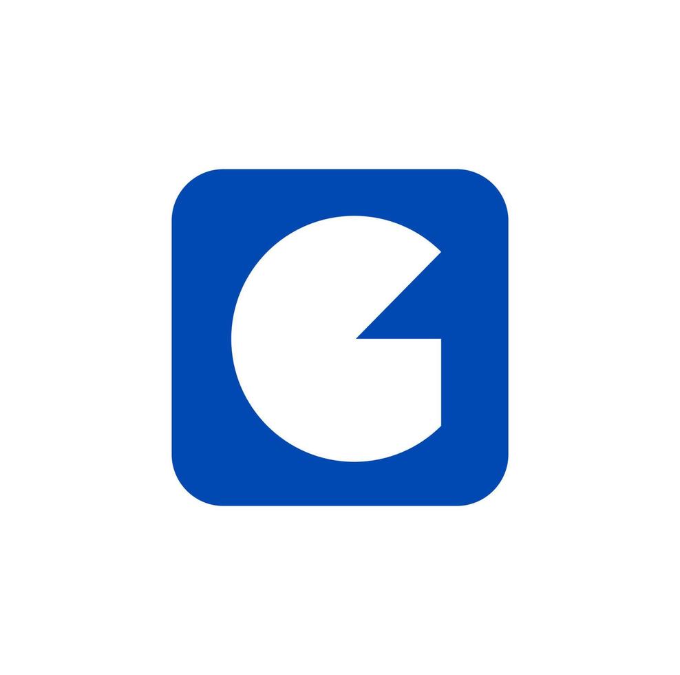 g solido lettera icona su blu quadrato. g monogramma. vettore