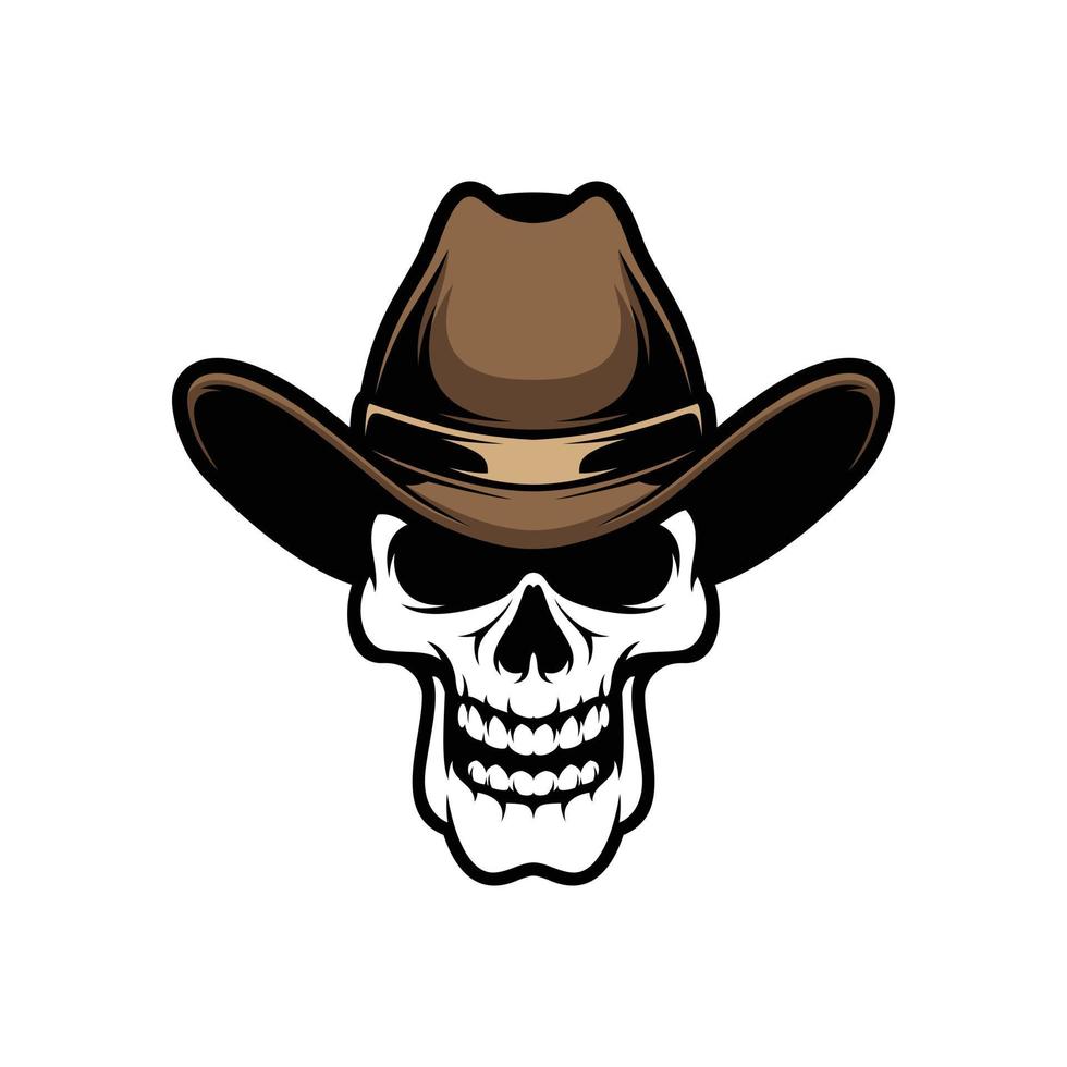 cranio cowboy logo design vettore