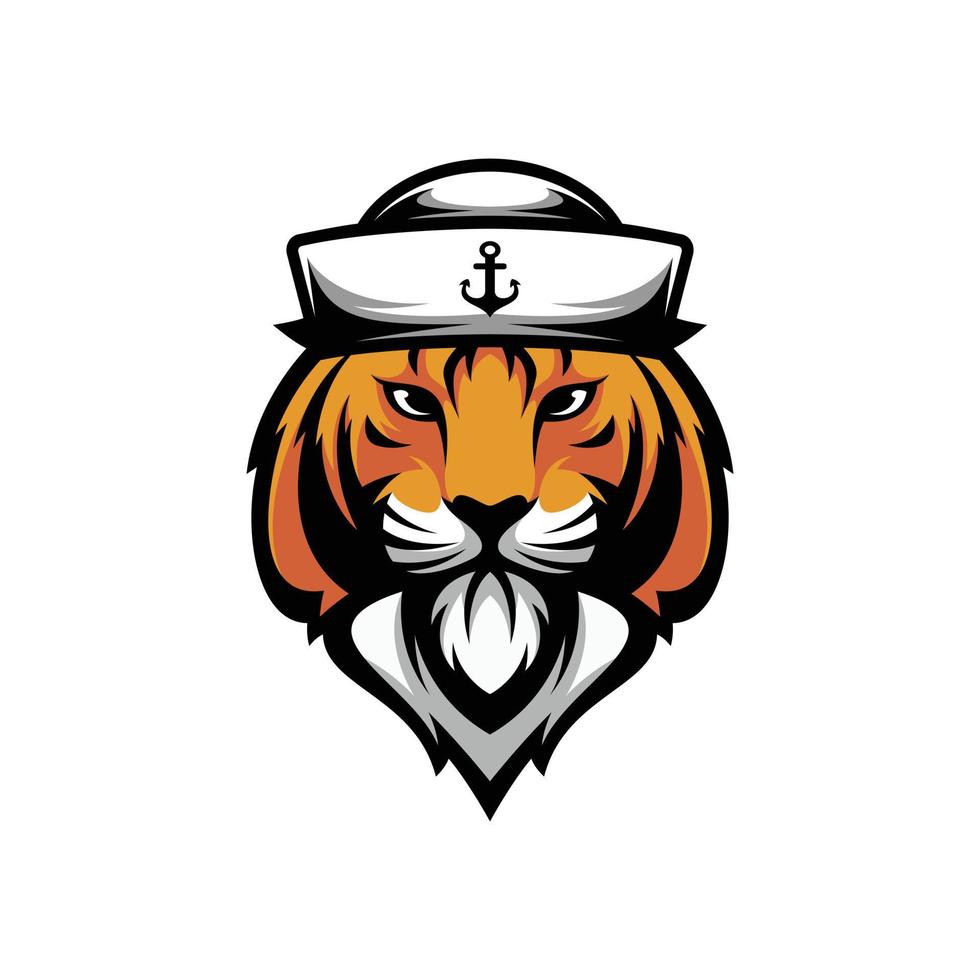 tigre marinaio portafortuna logo design vettore