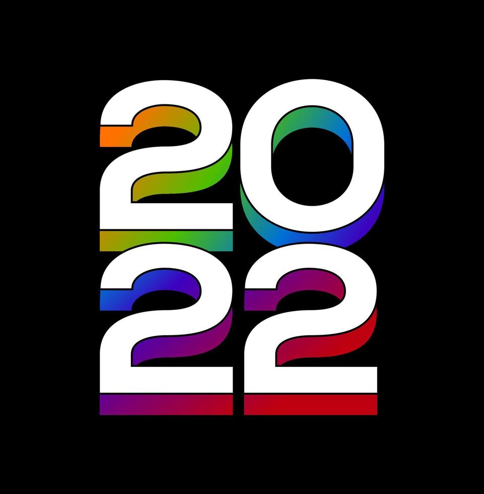 colorato 2022 nuovo anno numeri. 2022 colorato tipografia. vettore