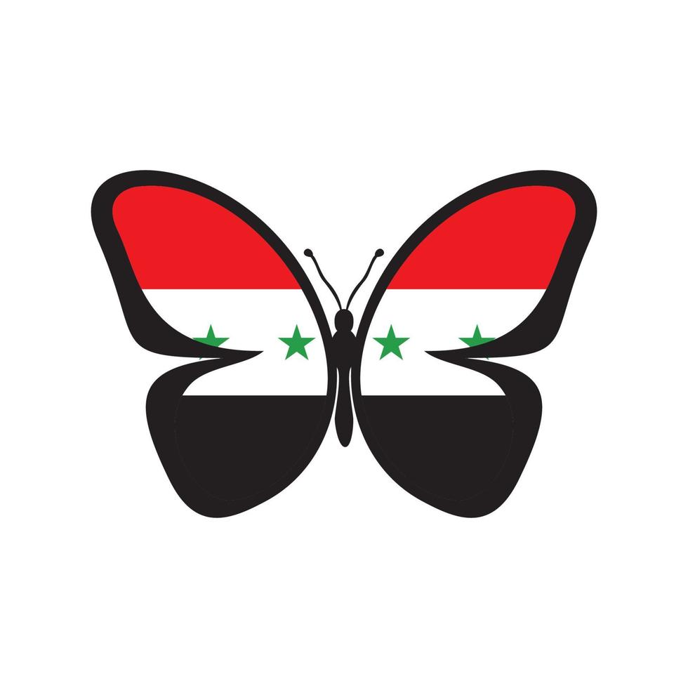 Siria bandiera farfalla design. nazionale mondo bandiera insetto. vettore