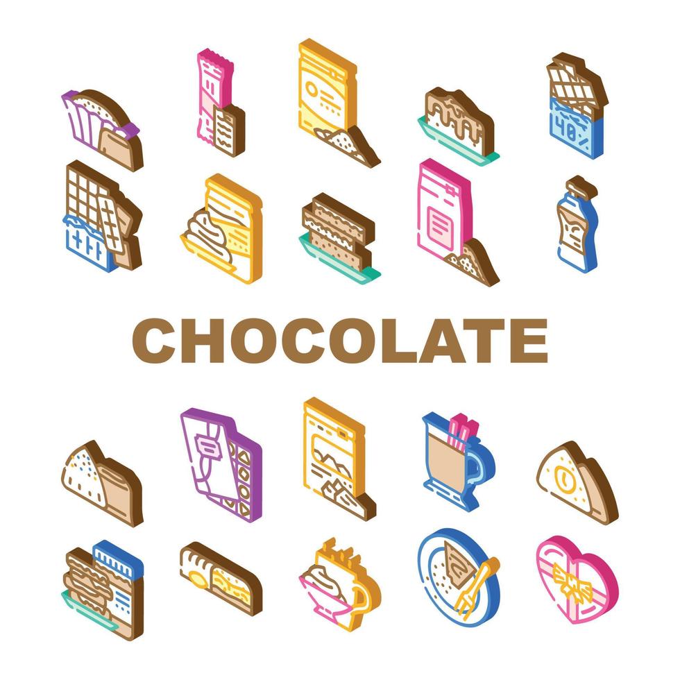 cioccolato caramella cibo dolce icone impostato vettore