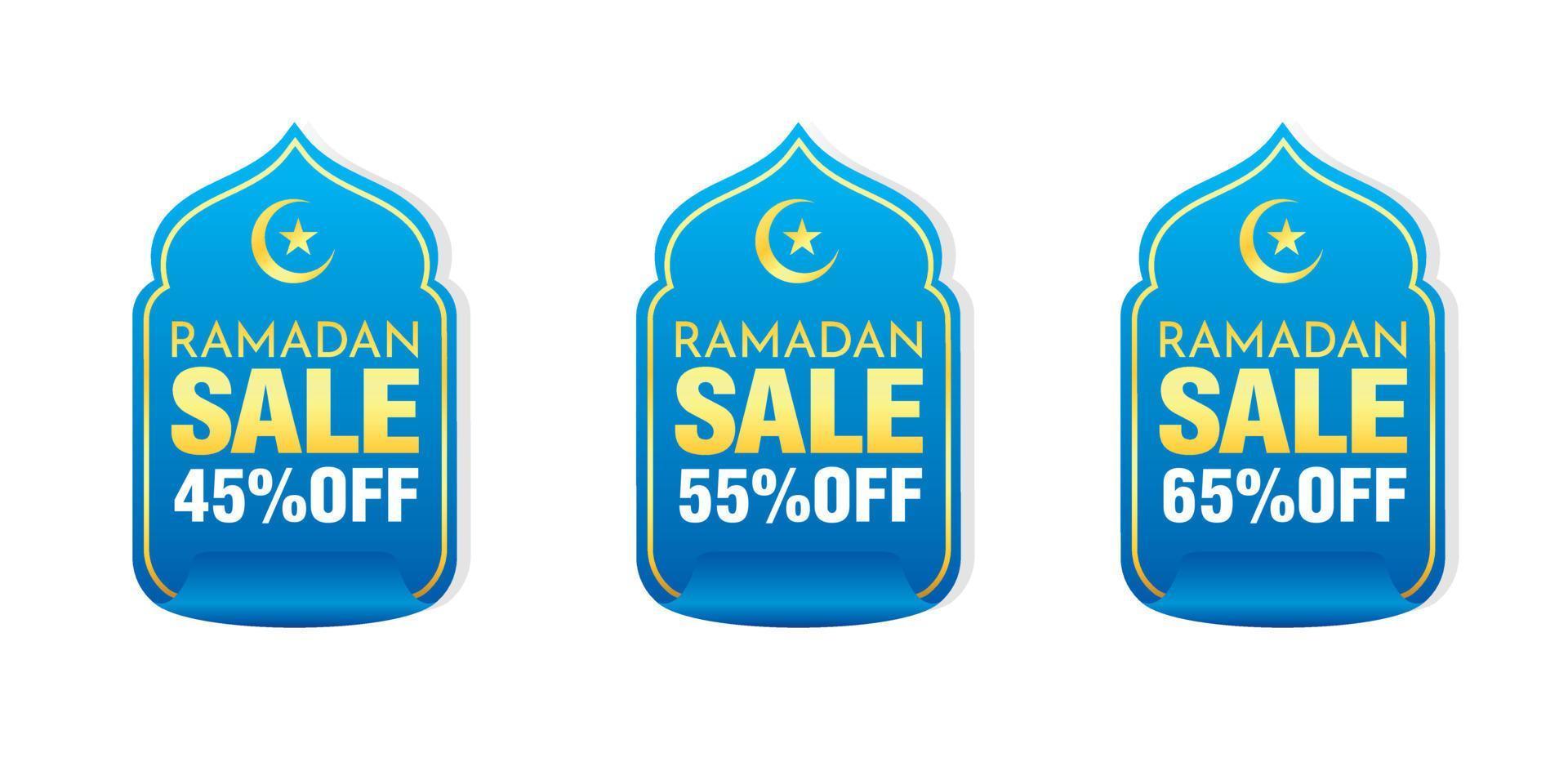 Ramadan vendita blu adesivi impostato 45, 55, 65 via sconto vettore