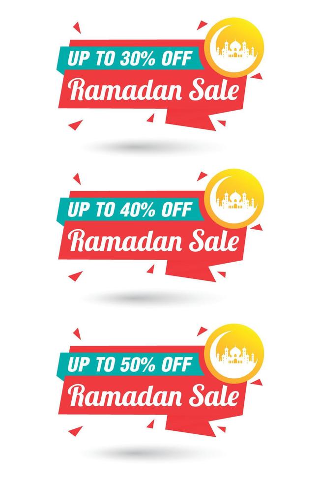 Ramadan vendita origami rosso etichetta impostare. vendita 30, 40, 50 via sconto vettore