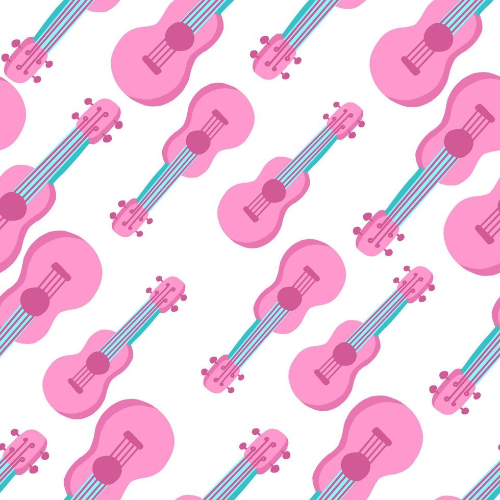 rosa chitarra senza soluzione di continuità modello. hawaiano ukulele. vettore illustrazione nel cartone animato piatto stile.