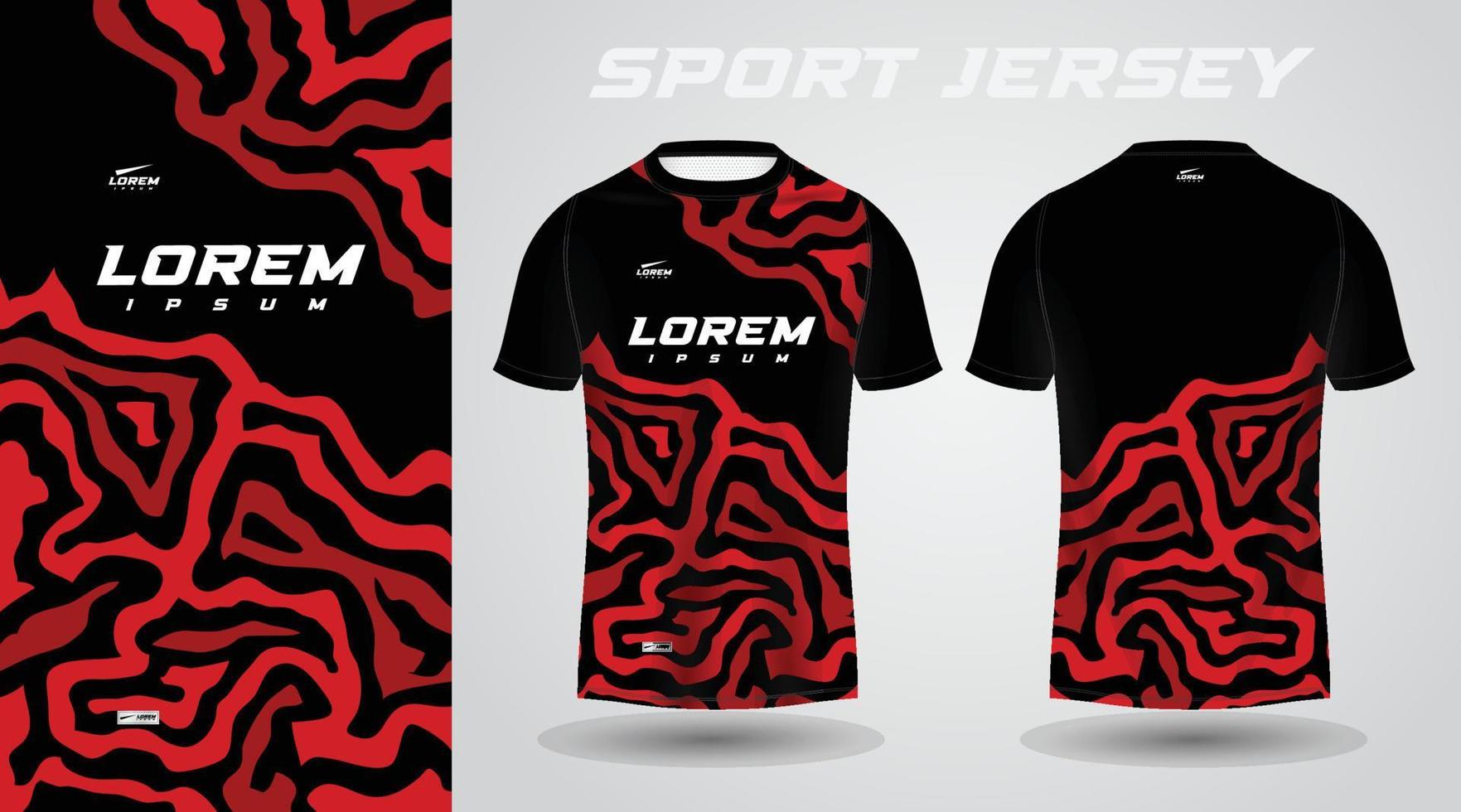 nero rosso calcio calcio sport maglia modello design per abbigliamento sportivo. calcio maglietta modello. vettore