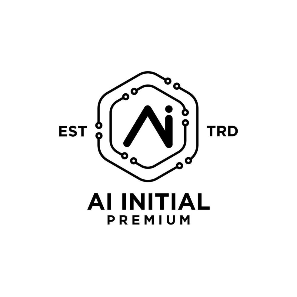 ai artificiale intelligenza iniziale lettera icona design logo vettore